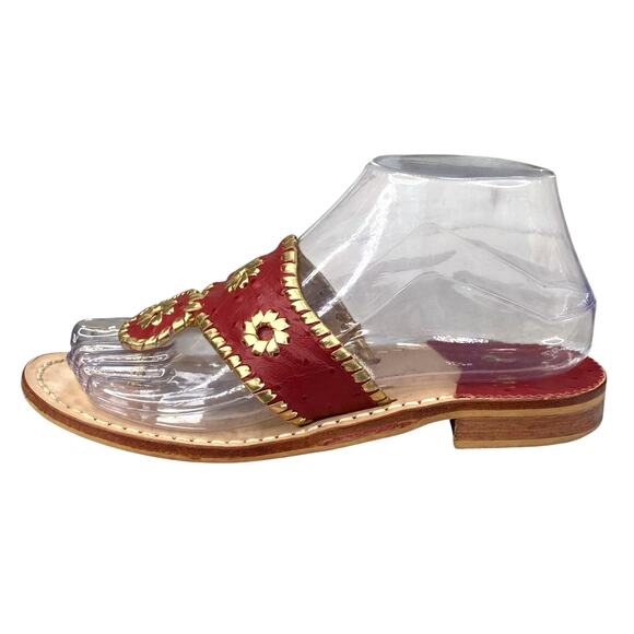 Jack Rogers Women’s Red Leather Slip On Thong Sandals Size US 6 - Picture 3 of 10